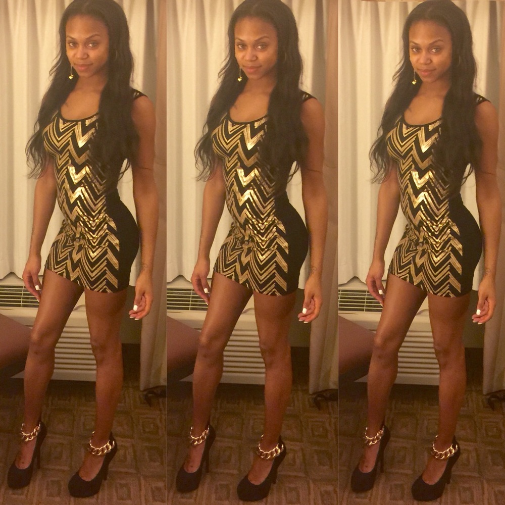 Black & gold cocktail dress
